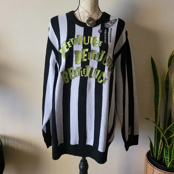Hot Topic Beetlejuice Stripe Sweater - Picture 2 of 10